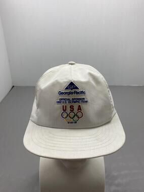 Vintage Georgia-Pacific Hat Cap Strap Back One Size White USA Mens 90s